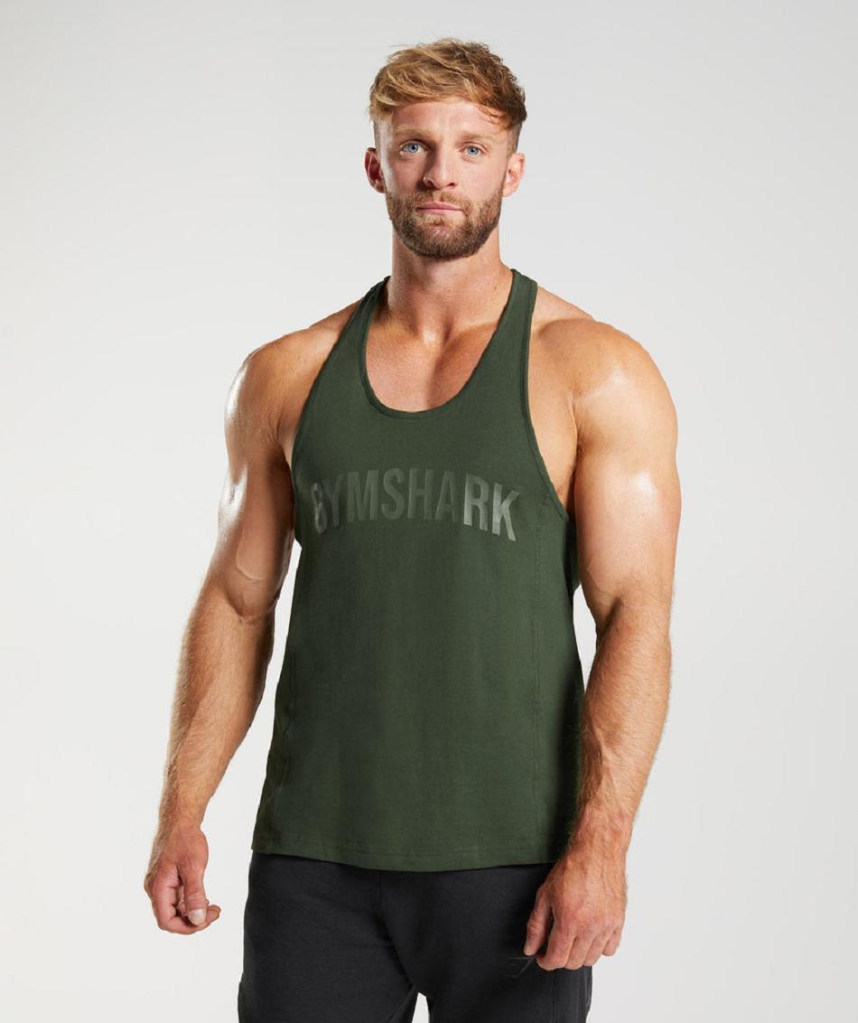 Stringers Męskie Gymshark Power Oliwkowe | PL 3710YXF